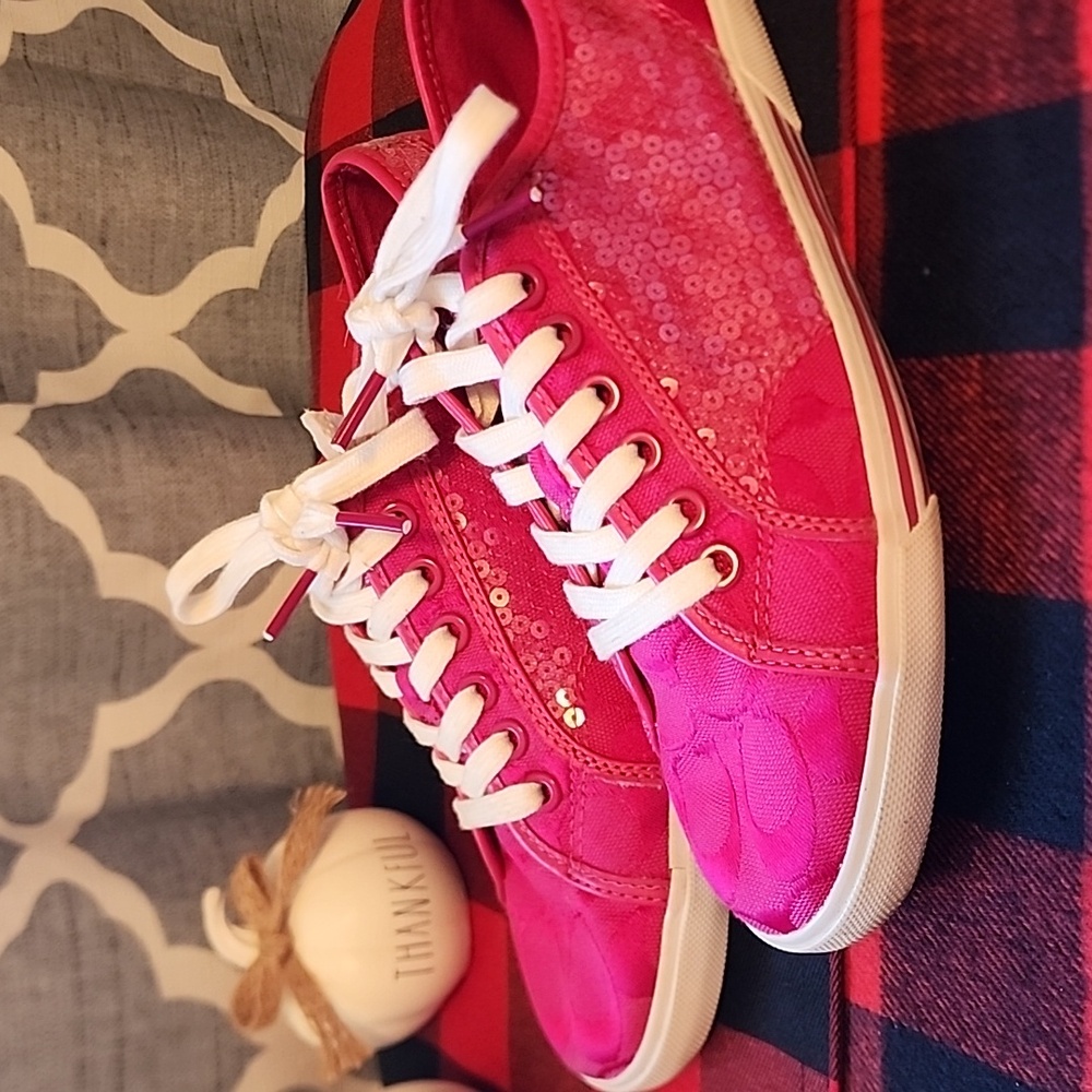 Coach Pink Sequins Sneakers - Picture 2 of 13